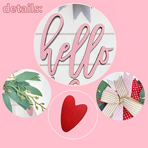 Olá, sinal da porta do dia dos namorados, sinal do dia dos namorados para a decoração da porta da frente rosa Hello Valentines