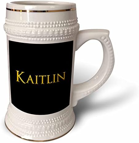 3drose Kaitlin Nome da garota popular nos EUA. Amarelo em preto. - 22 onças de caneca