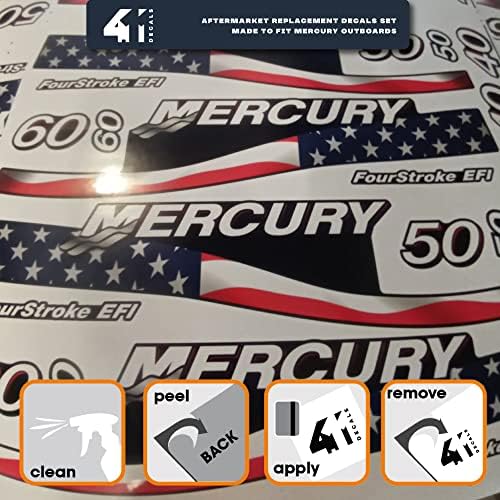 411 Decalques Substituição de pós -venda para Mercúrio 90 Duas vezes o conjunto de decalques de popa US2