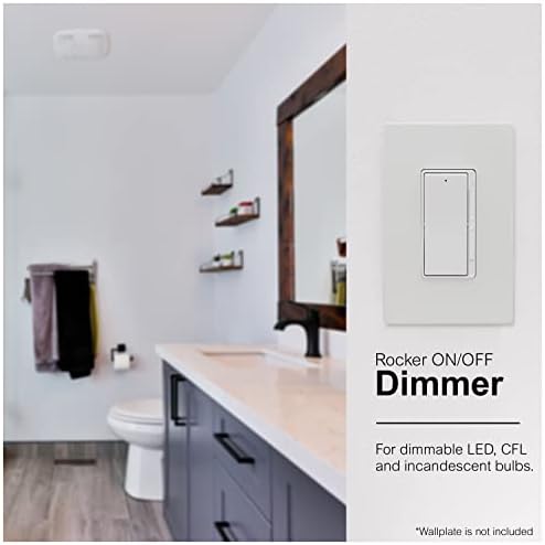 GE Rocker Dimmer Switch Rocker On/Off Light Switch Dimmer Switch para luzes de LED único poste ou de 3 vias, comutação de luz de luz de luz de economia de energia Ul listada 2 pacote de 2 80648