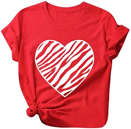 Camiseta de verão para mulheres tampas de impressão de coração engraçado camisetas de manga curta