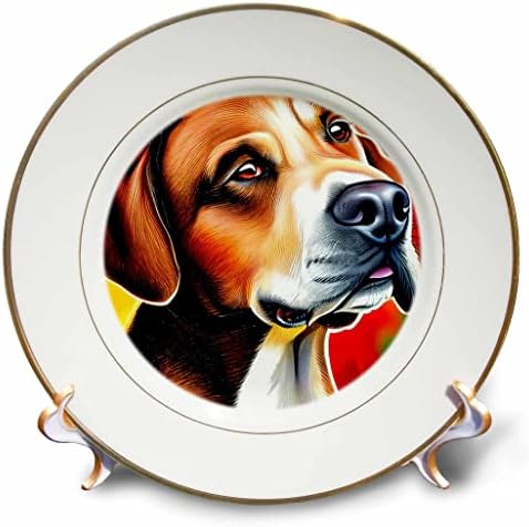 3DROSE Adorável Labrador Retriever Retrato de cachorro em arte digital amarela e vermelha - placas