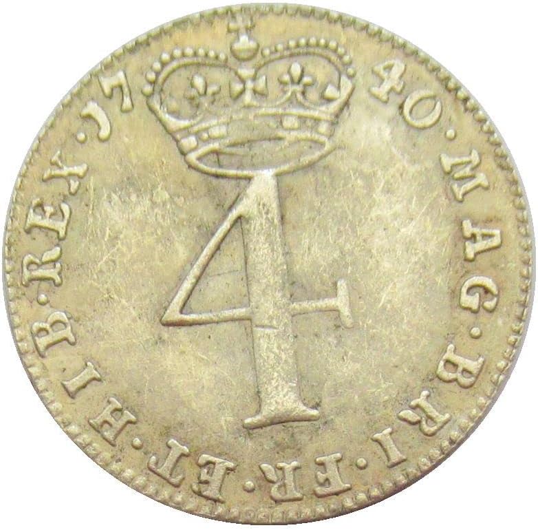 British 4 Pence 1735, 1740 Réplica estrangeira moeda comemorativa