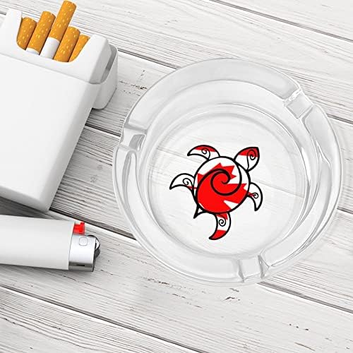 Tartaruga de bandeira do Canadá cinzeiro de vidro para cigarros redondo bandejas de cinzas para escritório em casa e restaurantes