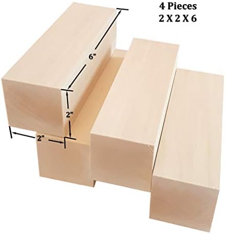 Premium Wisconsin Basswood Escultura / Whittling Block Kit. 4 peças grandes medindo 2x2x6 polegadas. Adequado para iniciantes