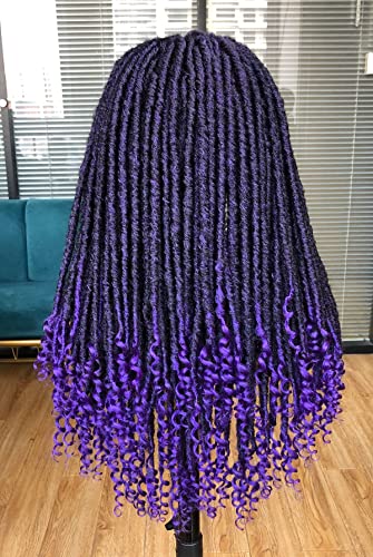 Annisoul Faux Locs perucas para mulheres negras Lace completa deusa encaracolada Faux Locs Crochet Ends Curly Twist Twist Wig com cabelo de bebê Dreadlock curto