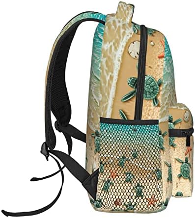 Ewmar Turtle Starfish Princied Canvas Backpack casual/Backpack de Mochila de Viagem de Viagem de Viagem de Alunos leves Backpack/7.8x11.4x15.7
