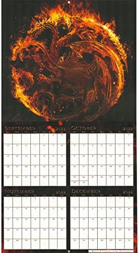 Game of Thrones House of the Dragon Calendário 2023 - Deluxe 2023 Got Wall Calendar Pacote com mais de 100 adesivos de