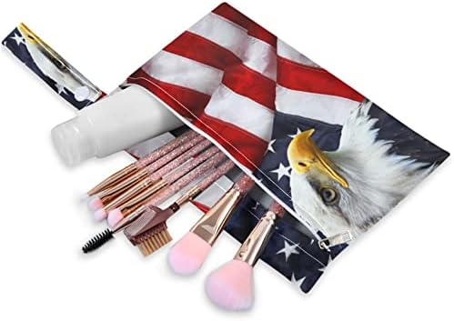 Bandeira Americana EUA Saco seco molhado 2 pacote com zíper, 4 de julho de pano de pano de águia bolsa organizadora bolsa impermeável