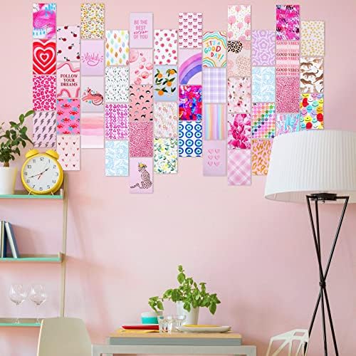 50 PCS Pictures estéticas Preppy kit de colagem de parede rosa