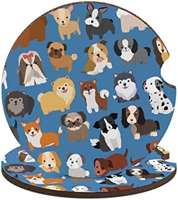 Cachorra de cachorro Puppy Animal Pets Coasters Conjunto absorvendo o tapete de copo de bebida redondo com um entalhe de