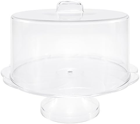 Red Co. 10 polegadas Round Round Clear Plastic Pedestal Bolo Display Stand com tampa de cúpula - Feito nos EUA