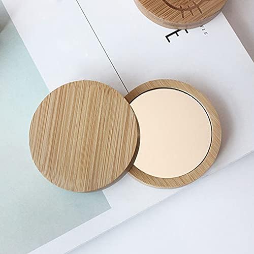 FXLYMR Desktop Makeup Mirror Beauty Mirror 1PCS Bamboo Wood Cosmético Mini espelho compacto compacto de vidro ROLODY ROUNDO