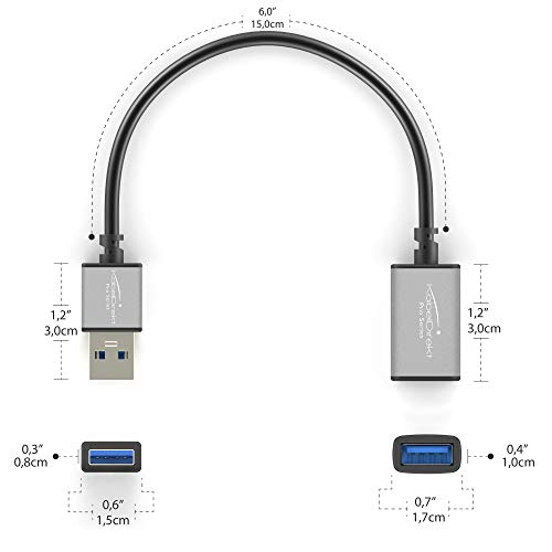 Kabeldirekt - USB A 3.0 Extensão Cabo - 6 polegadas x2 - - Série Pro