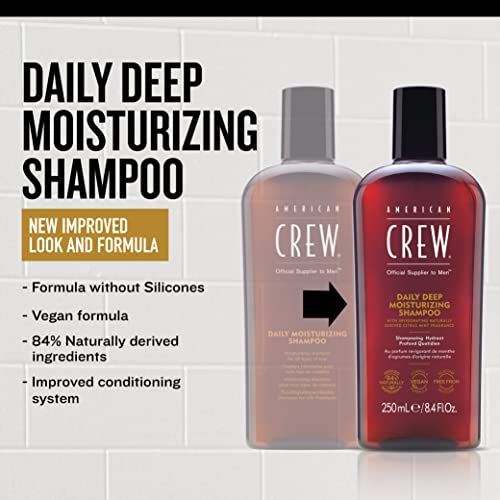 Shampoo para homens da equipe americana, hidratante diário profundo, fórmula vegana, derivada naturalmente, fragrância cítrica
