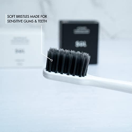 Sol Modern Gentle dentes escova de dentes, caixa de viagem ventilada, cerdas macias, design elegante moderno, 3 contagem