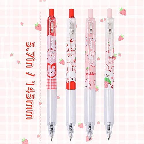 Uixjodo Cute caneta, 8 PCs Fun Kawaii Bunny canetas, canetas de caneta de tinta preta de 0,5 mm