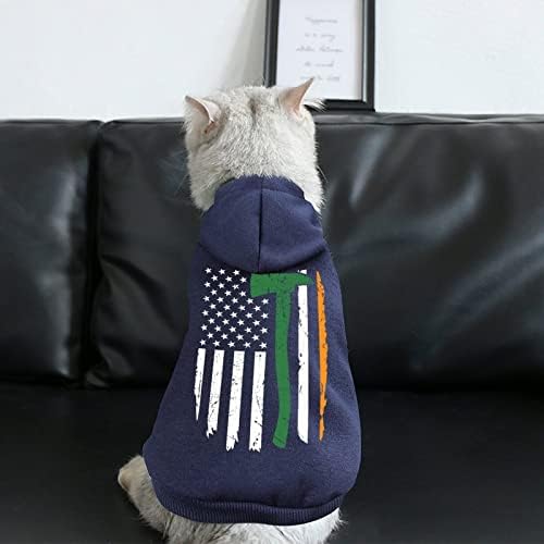 Irlanda Bombeiro Fireman American Flag personalizada Capuz de cachorro de estimação macio para cães de cachorro suéters de estimação respiráveis ​​com chapéu L