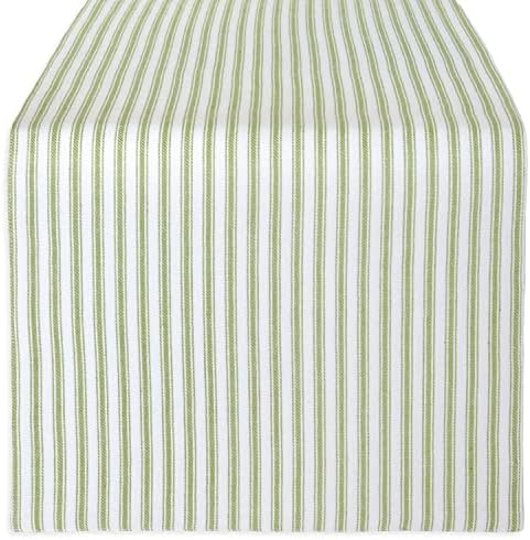 CALLERBERRY HOME Tarragon Green e White Tarding Tarding Tecling Runner Reversível de algodão, 14 x 90 polegadas