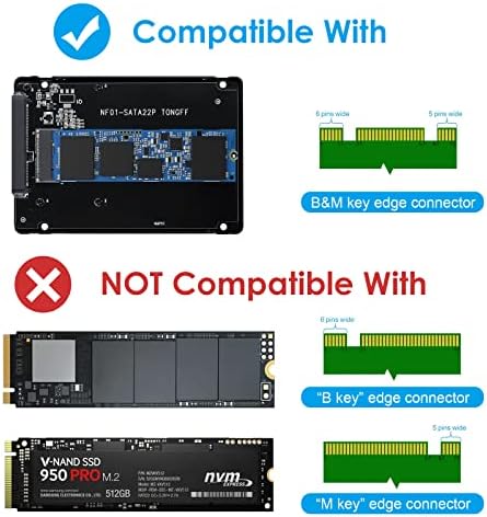 M.2 SSD a 2,5 polegadas Adaptador SATA, alumínio M.2 para USB 3.0 Gabinete, Suporte NGFF M.2 2280 2260 2242 2230 SSD, B