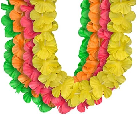 Blinkee Hawaiian Flower Lei colar de cores néon variadas para o pacote de 12 anos da Lua de 12