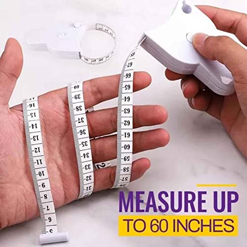 Fita de medição do corpo - fita telescópica retrátil e auto -bloqueio Medida telescópica de 60 polegadas, pino de trava e botão de pressão, meça o corpo da fita, fita de medição de perda de peso