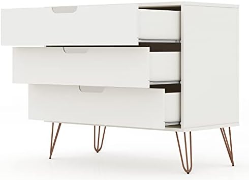 Manhattan Comfort Rockefeller meados do século Modern Dresser de três guloseimas, conjunto de 2, branco