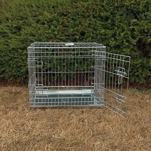 Bunny Business Doggy Style Metal Dog Crate / Silver Metal dobring Cage com 2 portas deslizantes para mastigar bandeja