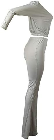 Moda feminina de seryu calças de manga longa de calça de flare pura coloração casual