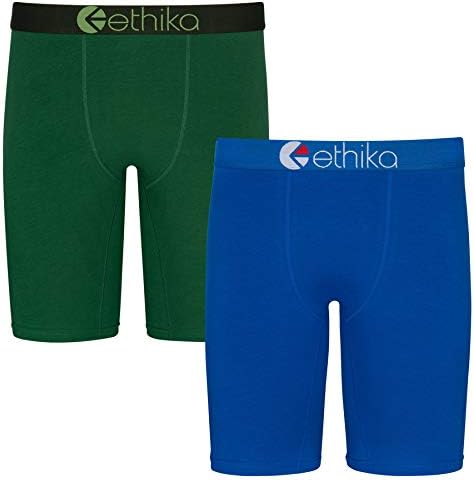 Ethika Mens Staple Boxer Brief | 2-pacote azul e verde