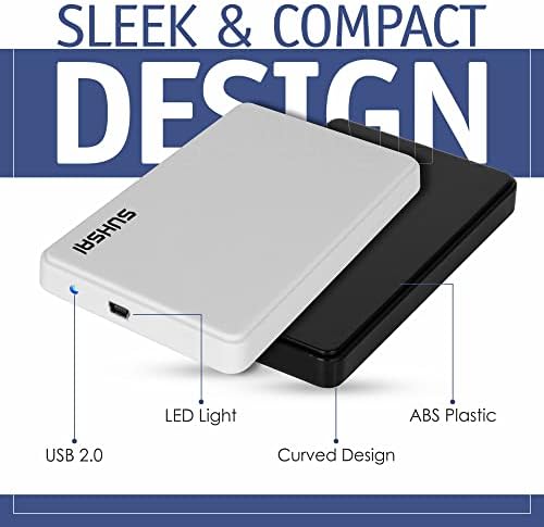 Suhsai 500 GB de disco rígido externo portátil USB 2.0 Drive de armazenamento e backup, unidade de disco rígido USB, Expansão de armazenamento de memória HDD externo para computador, Mac, desktop