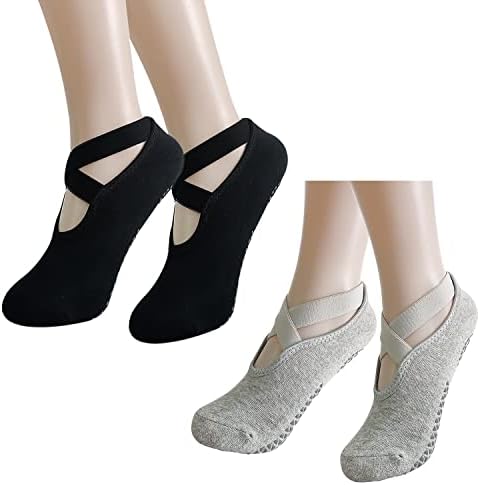 2 pares ioga meias pilates meias não deslizamentos meias para mulheres pilates ballet meias sem escorregamento com tiras