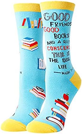 HappyPop Crazy Meocks Bobo meias engraçadas para mulheres adolescentes, presentes para amantes de livros