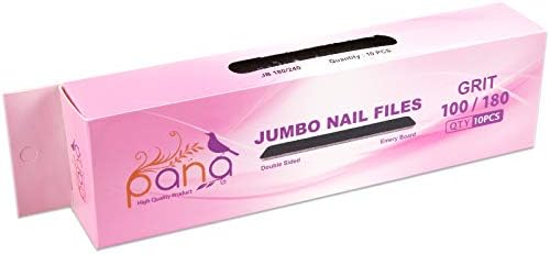 10pcs - Pana Jumbo Jumbo Free Emery Double -sidey para manicure, pedicure, natural e acrílico unhas - preto