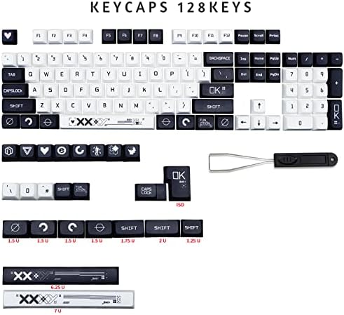 MOLGRIA KEYCAPS Desert Eagle 128 Conjunto para teclado mecânico, Caps de chave de perfil PBT XDA personalizados com puxador