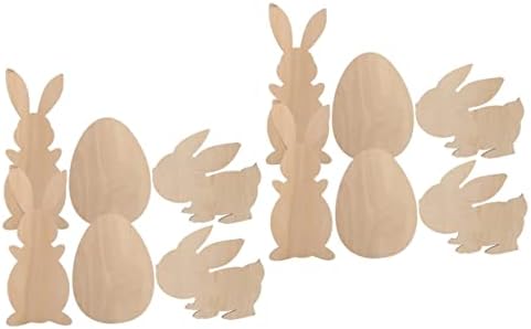 Nolitoy 12 pcs ovos de coelho de madeira artesanato Diy Ornamento Ornamento Ornamento de coelho Renamento inacabado Fatias de madeira