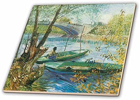 3drose CT_128120_1 Pesca na primavera, Pont de Clichy por Vincent van Gogh Ceramic Tile, 4 polegadas