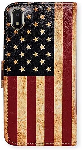 Caixa da carteira BCOV Galaxy A10E, capa de carteira de couro de bandeira americana de bandeira retro com cartão de identificação