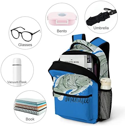 Salve o peixe -boi de grande capacidade Backpack Graphic impressa 16in para viagens escolares