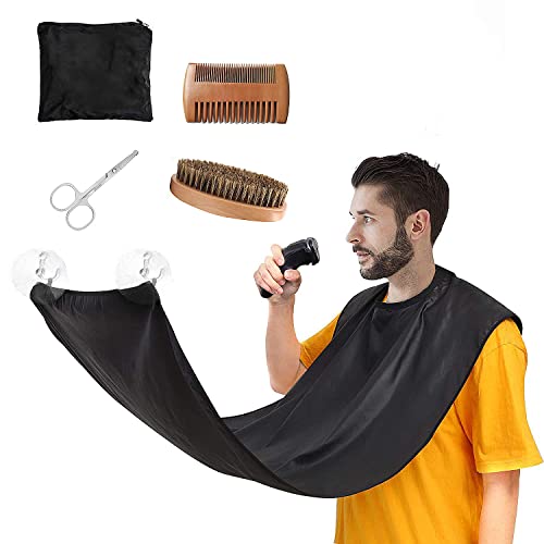 KIRAHIRO KIT DE CACKER DE RECULADORIA DE 6 PARTE para barbear e aparar e cuidar, com avental de barba, escova de barba, pente