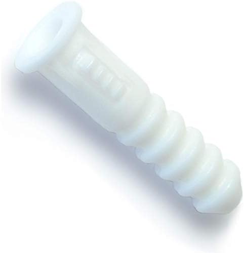 Fixador difícil de encontrar 014973405670 âncoras de plástico com nervuras, 8-10-12 x 1 polegada, 100 peças, branco