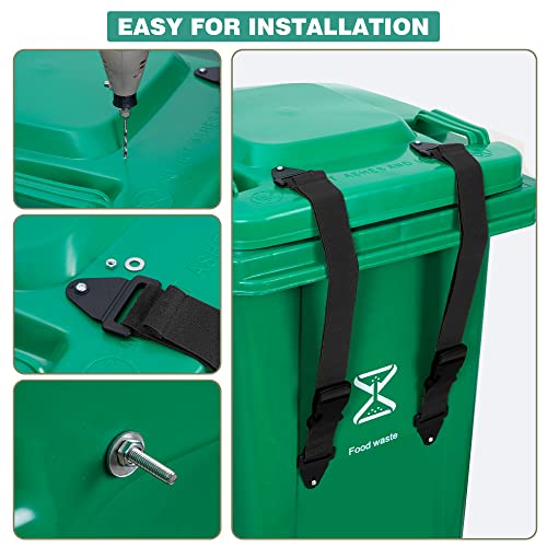 Bylion 2 pacote de lixo de lata de lata de tampa, lixo ao ar livre pode tracas para animais à prova de animais tampa universal