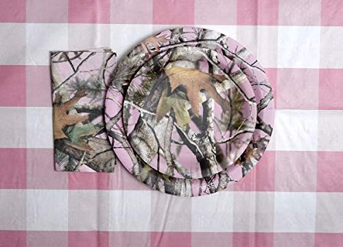Placas de festa de papel de camuflagem rosa Havercamp | 8 contagem | 7 Round, Próximo padrão Vista | Ótimo para eventos temáticos de noiva, festa de despedida de solteira, dia das mães, chá de bebê