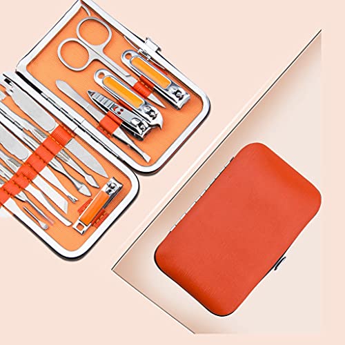 Cuidado de cortador de unhas Man e mulher Cuidados pessoais construídos em unhas Clipper de unhas Conjunto de home use laranja 14 peças