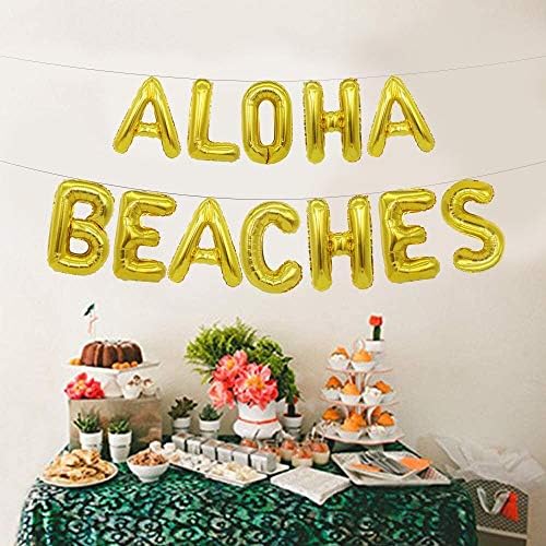 Kunggo aloha praias bandeira de balão, decorações havaianas de praias de aloha, suprimentos de festa de verão da
