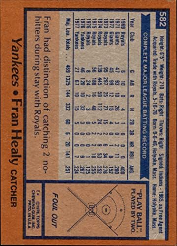 1978 Topps 582 Fran Healy New York Yankees NM Yankees