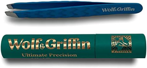 Wolf & Griffin Ultimate Precision Mini Tweezers | Pinça de sobrancelha inclinada de aço inoxidável para homens e mulheres | Marinho azul
