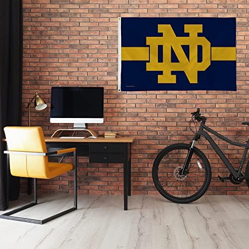 Rico Industries NCAA Notre Dame Fighting Irish Navy -Gold Stripe 3 'x 5' bandeira bandeira 3 'x 5' bandeira bandeira única - interna ou externa - decoração de casa