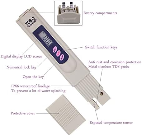 10PCS Digital TDS Meter Tester Calibre por Hold Tester Water Quality Purity Tester