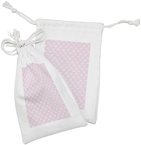 Bolsa de tecido de coelhinho da Páscoa de Ambesonne Conjunto de 2, coelho com fitas com fitas florais com temas de